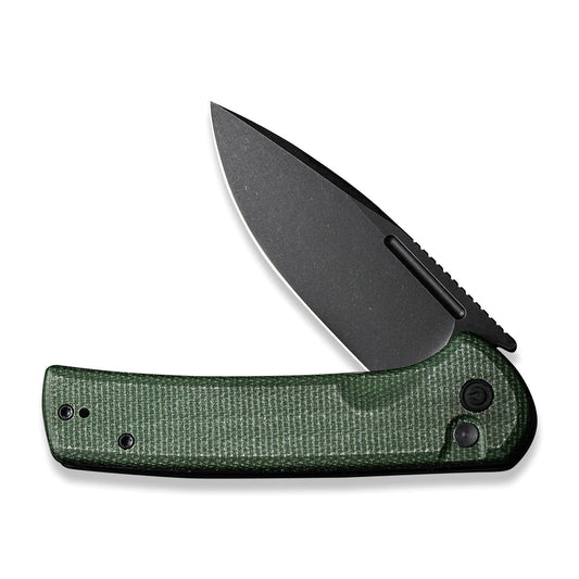 Civivi Conspirator Green Micarta C21006-2, 3.48″ Nitro-V Black Stonewash Drop Point Blade