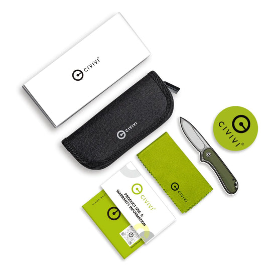 Civivi Sentinel Strike Black C22025B-3 - 3.7" Black K110 Blade, Black/Green Aluminium Handle