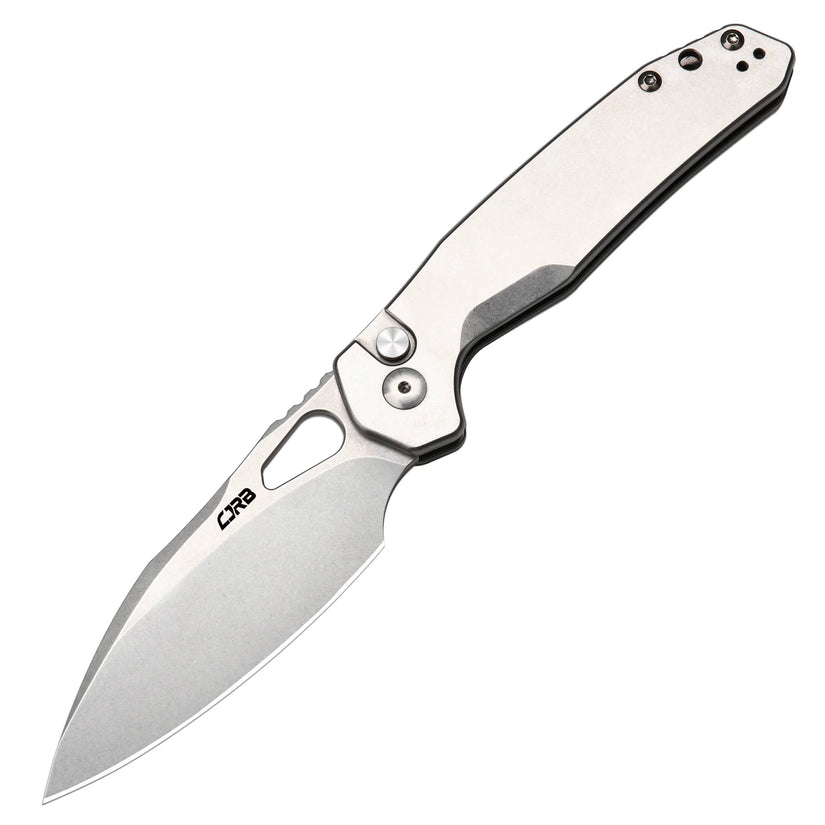 CJRB Frack - 3.9" AR-RPM9 Stonewashed Drop Point Blade, Grey Steel Handles - J1931ST