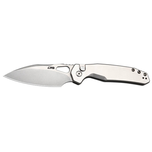 CJRB Frack - 3.9" AR-RPM9 Stonewashed Drop Point Blade, Grey Steel Handles - J1931ST