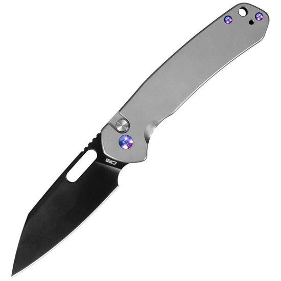 CJRB Perfect Pyrite Project - 3.11" AR-RPM9 Black Drop Point Blade, Titanium Handles - J1925AT2-GY
