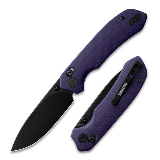 Olitans G031 - 3.3" 14C28N Black Blade, Purple G10 Handle