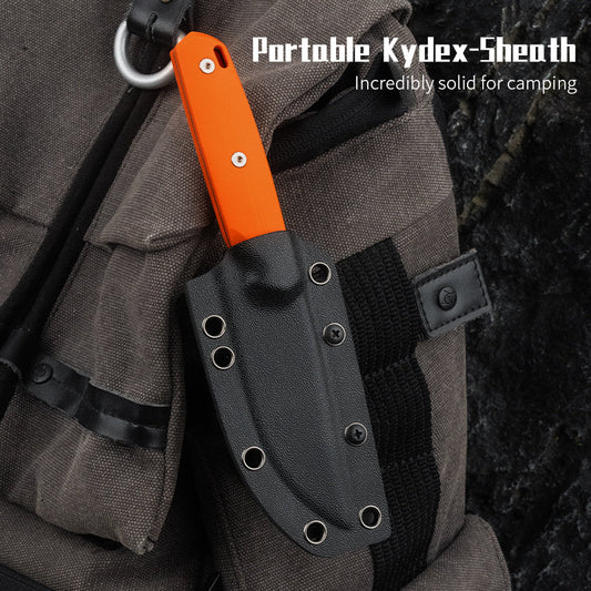 Olitans Fixed Blade G063 - 3.46" 14C28N Stonewashed Blade, Orange G10 Handle