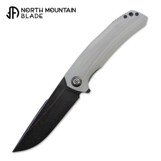 North Mountain Blade Harpoon G10 - 3.8" 14C28N Blackwashed Harpoon Blade, Grey G10 Handle
