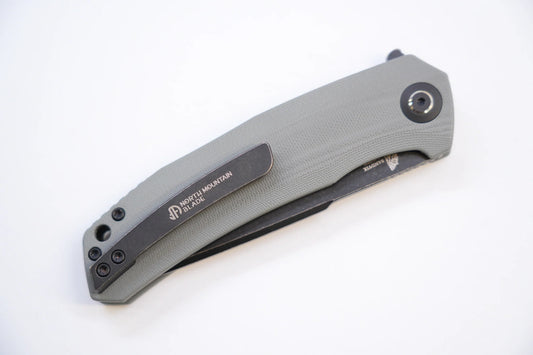 North Mountain Blade Harpoon G10 - 3.8" 14C28N Blackwashed Harpoon Blade, Grey G10 Handle