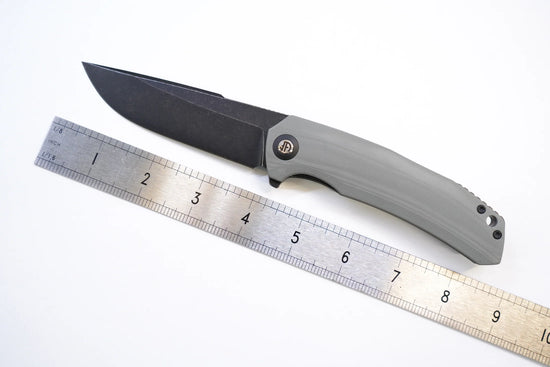 North Mountain Blade Harpoon G10 - 3.8" 14C28N Blackwashed Harpoon Blade, Grey G10 Handle