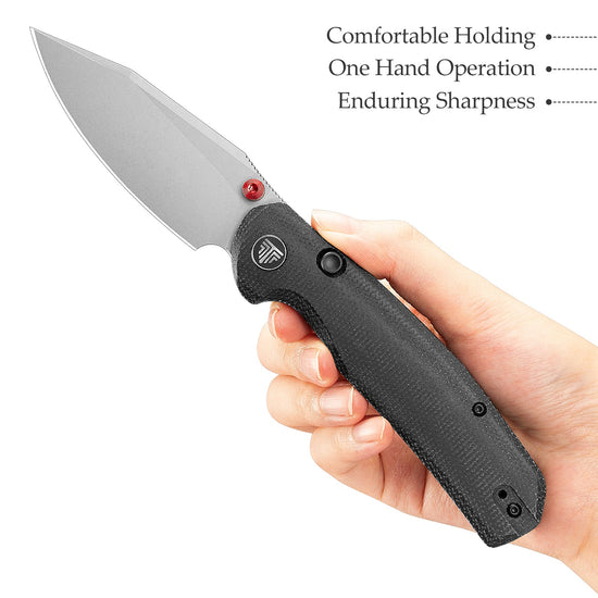 Trivisa Hornet Pro-BM - 3.34" 14C28N Stonewashed Blade, Black Micarta Handle, Button Liner Lock