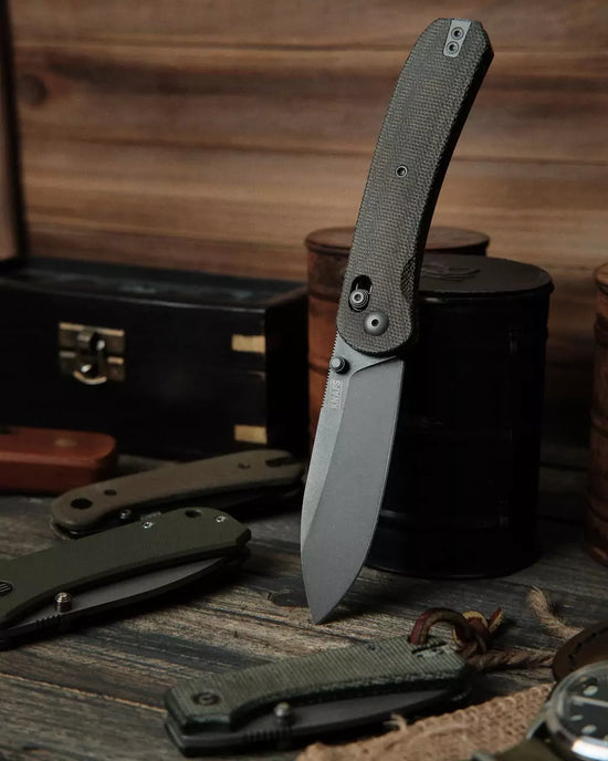 Knafs Lander 2 - 3.25" S35VN Light Stonewashed Blade, Green Micarta Handles, Clutch Lock