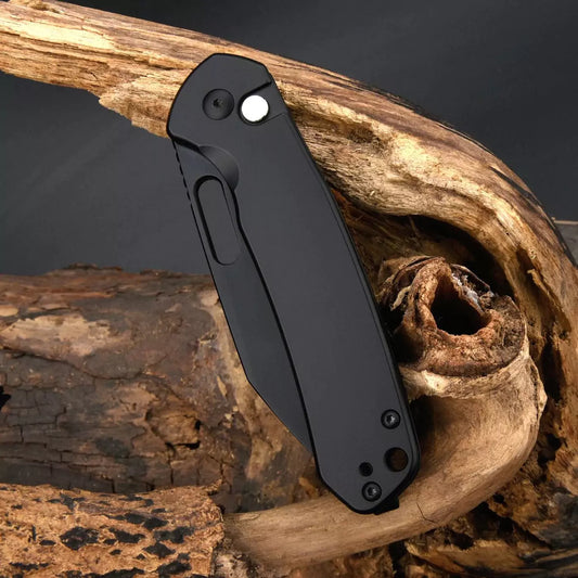 CJRB Pyrite Wharncliffe Black - 3.11" AR-RPM9 Black Wharncliffe Blade, Black Steel Handles - J1925ABST