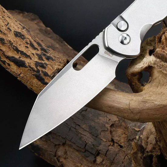 CJRB Pyrite Wharncliffe - 3.11" AR-RPM9 Stonewash Wharncliffe Blade, Steel Handles - J1925AST