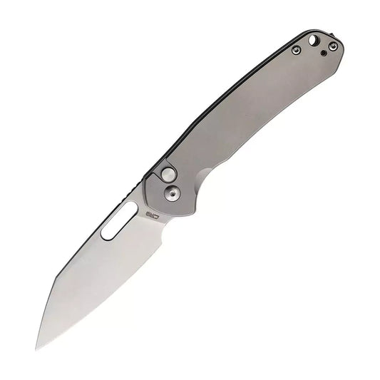CJRB Pyrite Wharncliffe Titanium - 3.11" AR-RPM9 Stonewash Wharncliffe Blade, Titanium Handles - J1925ATI