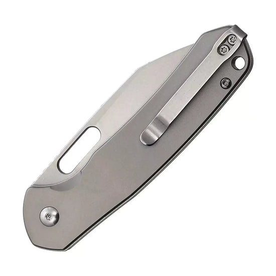 CJRB Pyrite Wharncliffe Titanium - 3.11" AR-RPM9 Stonewash Wharncliffe Blade, Titanium Handles - J1925ATI