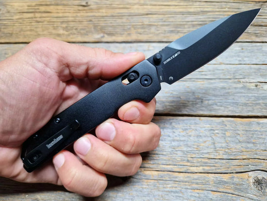 Kershaw Iridium Black - 3.4" D2 Black PVD Spear Point Blade, Black Aluminium Handles - 2038BLK