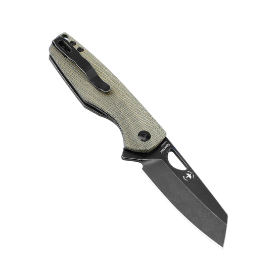 Kizer Sparrow Green Micarta - 2.99" 154CM Black Stonewashed Blade, Green Micarta Handle - V3628C2