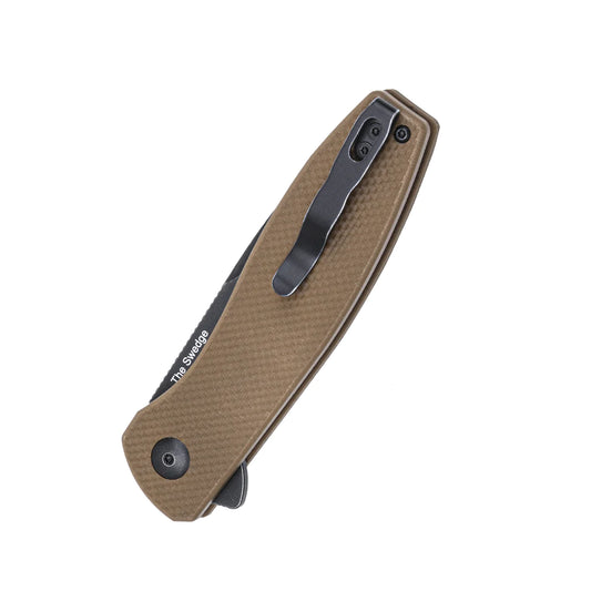 Kizer The Swedge - 3.43" 9Cr18MoV Black Stonewashed Blade, Brown G10 Handle - L4001A1