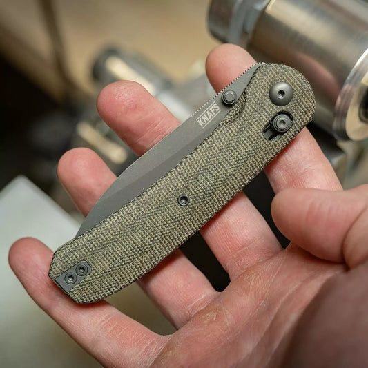 Knafs Lander 2 - 3.25" S35VN Light Stonewashed Blade, Green Micarta Handles, Clutch Lock