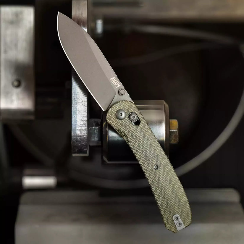 Knafs Lander 2 - 3.25" S35VN Light Stonewashed Blade, Green Micarta Handles, Clutch Lock