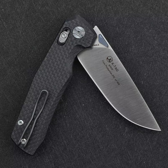 Kunwu Knives X-TAO CF - Elmax Blade, XT Bar Lock, Carbon Fibre Handles - X703F