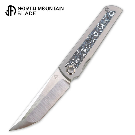 North Mountain Blade Chop Kick Stop Ti - 3.5" M390 Tanto Blade, Titanium with Ceramic Carbon Fibre Inlay Handle