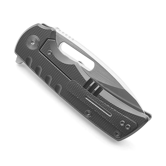 Miguron Knives Arma II - 3.75" M390 Satin Blade, Dark Grey Titanium Handle