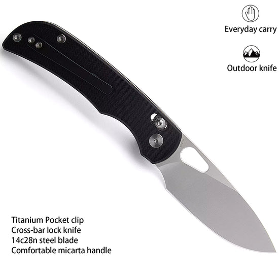 Miguron Moyarl Crossbar Lock - 3.5" 14C28N Satin Blade, Black Micarta Handle - MGR-806AWBK