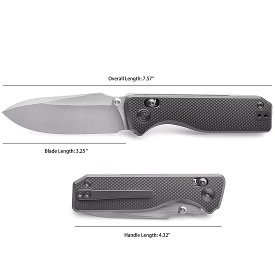 Miguron Vane - 3.25" M390 Hand Hollow Ground Rubbed Satin Blade, Titanium Handle