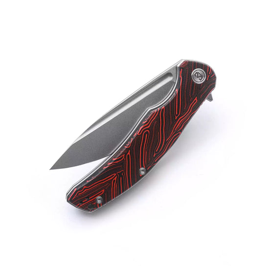 Miguron Knives Velona - 4.22" 14C28N Stonewash Blade, Red GMascus G10 Handle
