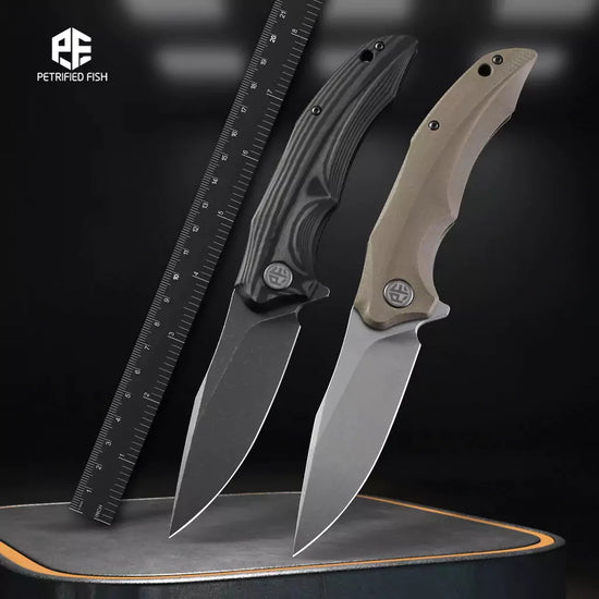 Petrified Fish Hairtail PFP10CW - 3.54" K110 Stonewashed Blade, Carbon Fibre Handle