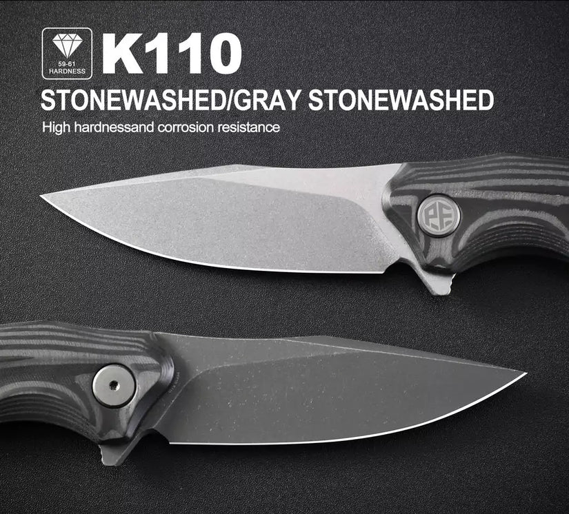 Petrified Fish Hairtail PFP10CW - 3.54" K110 Stonewashed Blade, Carbon Fibre Handle