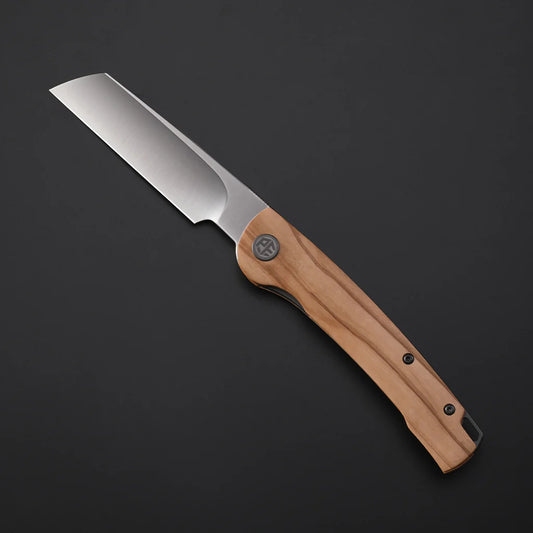 Petrified Fish Scholar PFE04WO - 154CM Satin Blade, Olive Wood Handle