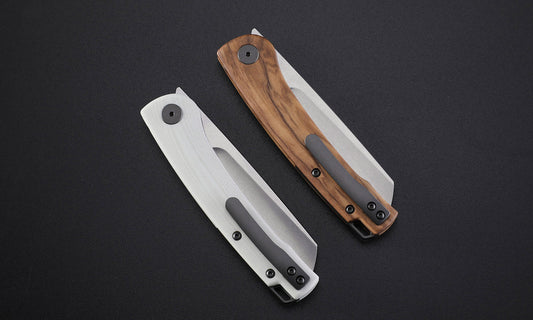 Petrified Fish Scholar PFE04WO - 154CM Satin Blade, Olive Wood Handle