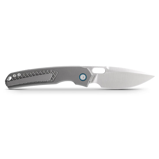 Vosteed Psyop A2202 - 3.32" Elmax Satin Blade, Titanium Patterned Handle