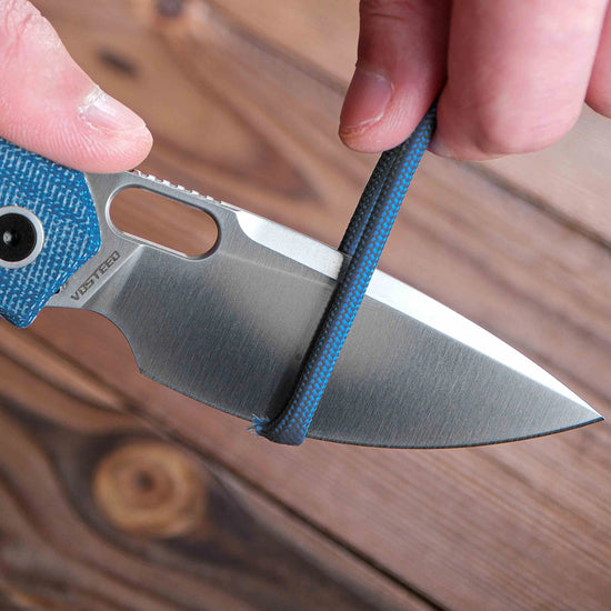 Vosteed Psyop A2214 - 3.32" Elmax Satin Blade, Norplex UltreX Blue Micarta Handle