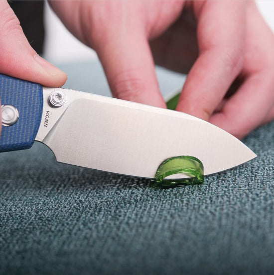 Vosteed Raccoon Top Liner Lock A2905 - 3.25" 14C28N Satin Blade, Blue Micarta Handle