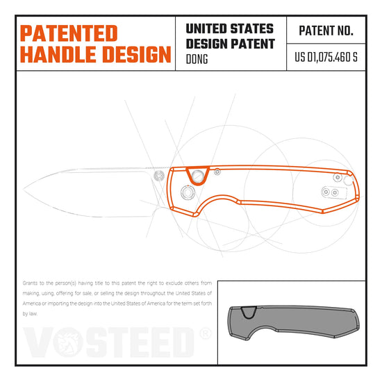 Vosteed Raccoon Bowie Top Liner Lock A2918 - 3.25" 14C28N Destroyer Grey Blade, Grey G10 Handle
