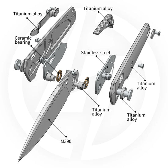 Olitans Ti-Aero T075 Matte - 3.23" M390 Bead Blasted Blade, Titanium Handle