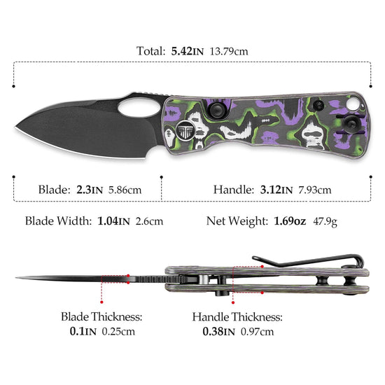 Trivisa Andromeda Pro-PG - 2.3" N690 Black Stonewashed Blade, Purple Fat Carbon Handle
