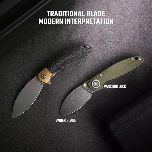 Vosteed Shilin Cutter A2804 - 2.9" 154CM Stonewash Blade, Green G10 Handle