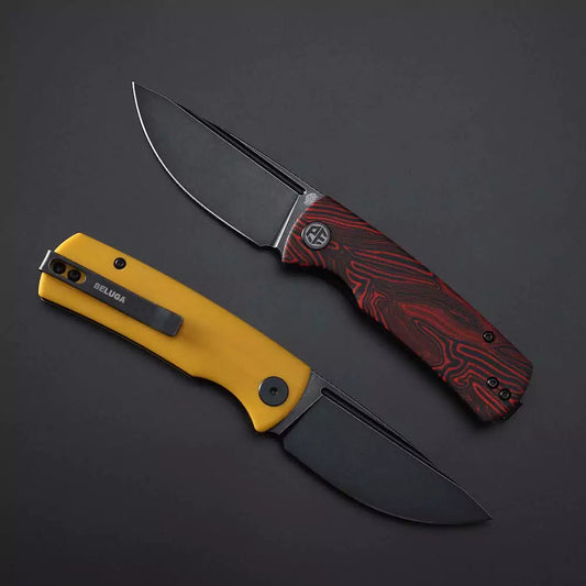 Petrified Fish Mini Beluga PFP01X - 2.99" 14C28N Bead Blasted Blade, Green GMASCUS Handle, Front Flipper