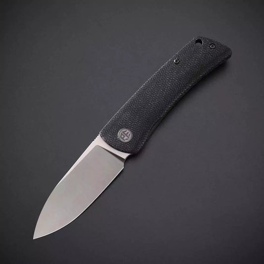 Petrified Fish Flavorist PFE05S - 3.15" K110 Satin Spear Point Blade, Black Micarta Handle, Front Flipper