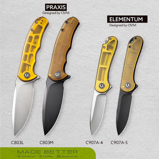 Civivi Knives Introduces New Praxis and Elementum Models with Ultem Scales