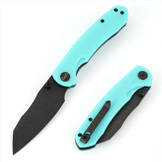 Wixco Axor WX15-C - 3.35" 14C28N Textured Black Blade, Light Blue G10 Handle