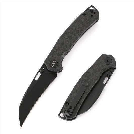 Wixco Wortex WX16-B - 3.1" 14C28N Black PVD Blade, Black Shredded Carbon Fibre Handle