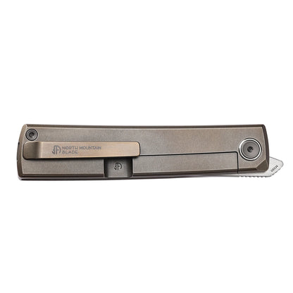 North Mountain Blade Kaiken Bronze - 3.5" M390 Tanto Blade, Titanium Handle