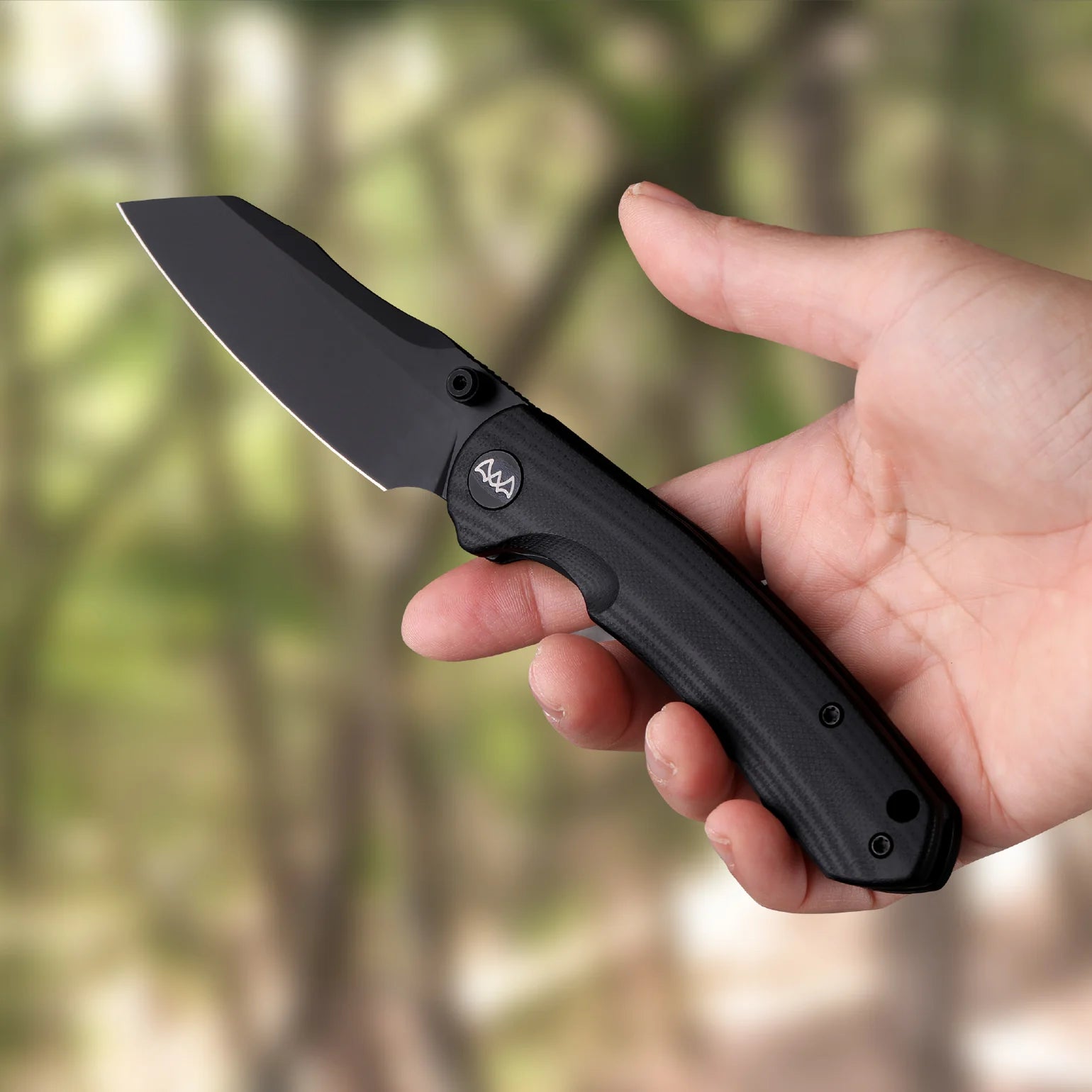 Wixco Axor WX15-A - 3.35" 14C28N Black PVD Blade, Black G10 Handle