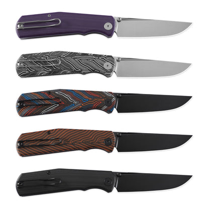 Petrified Fish Lis PFP14PW - 3.78" 10Cr15coMoV Stonewashed, Purple G10 Handle