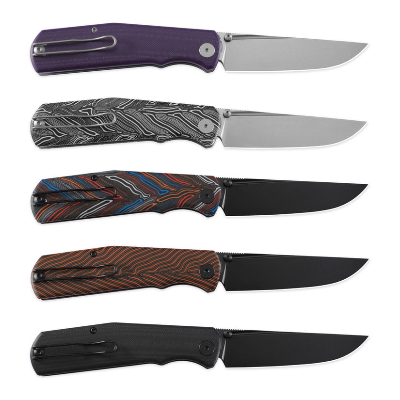 Petrified Fish Lis PFP14PW - 3.78" 10Cr15coMoV Stonewashed, Purple G10 Handle