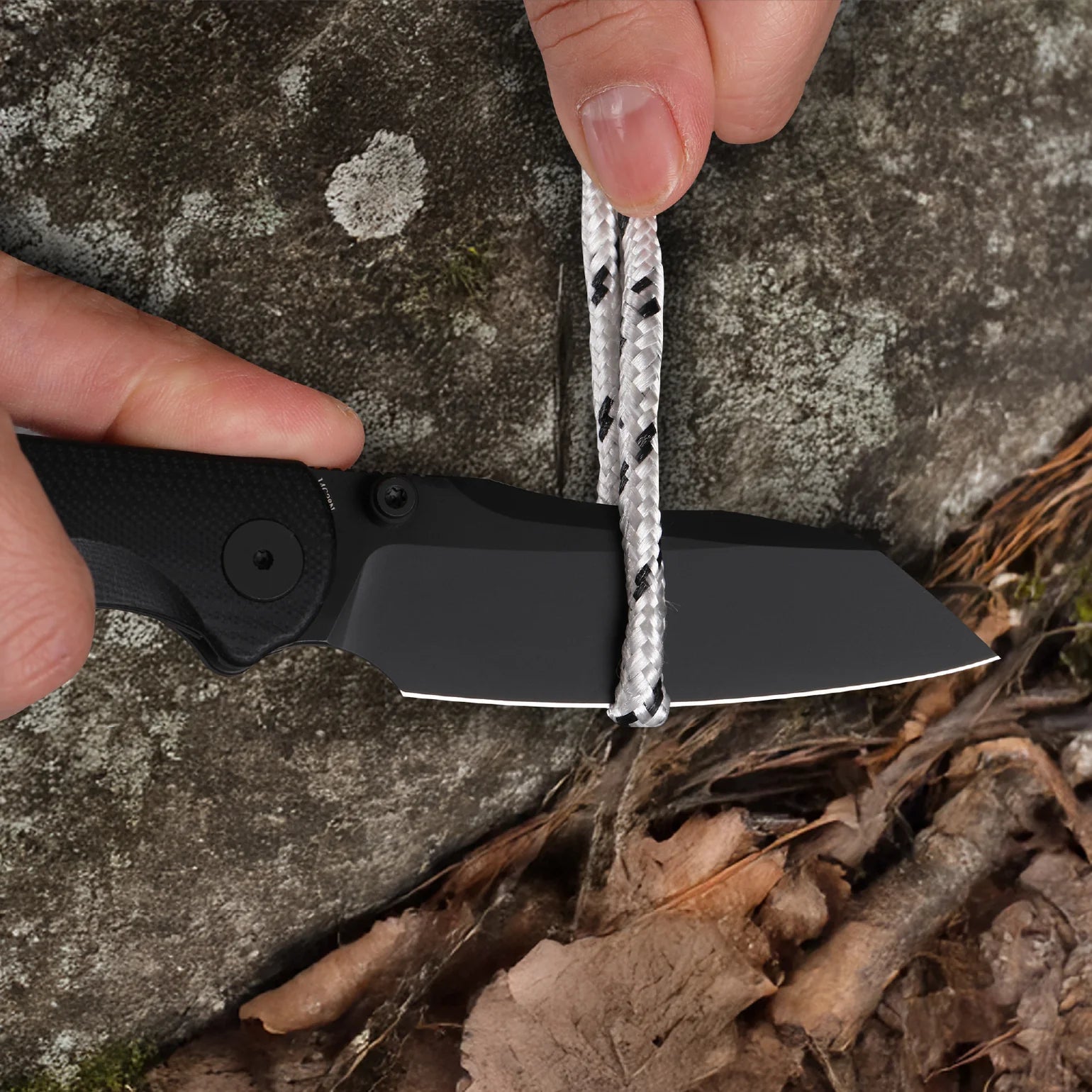 Wixco Axor WX15-A - 3.35" 14C28N Black PVD Blade, Black G10 Handle