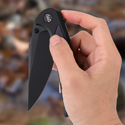 Wixco Scort WX14-A - 3.6" 14C28N Black PVD Blade, Black Aluminium with Purple Shredded Carbon Fibre Handle