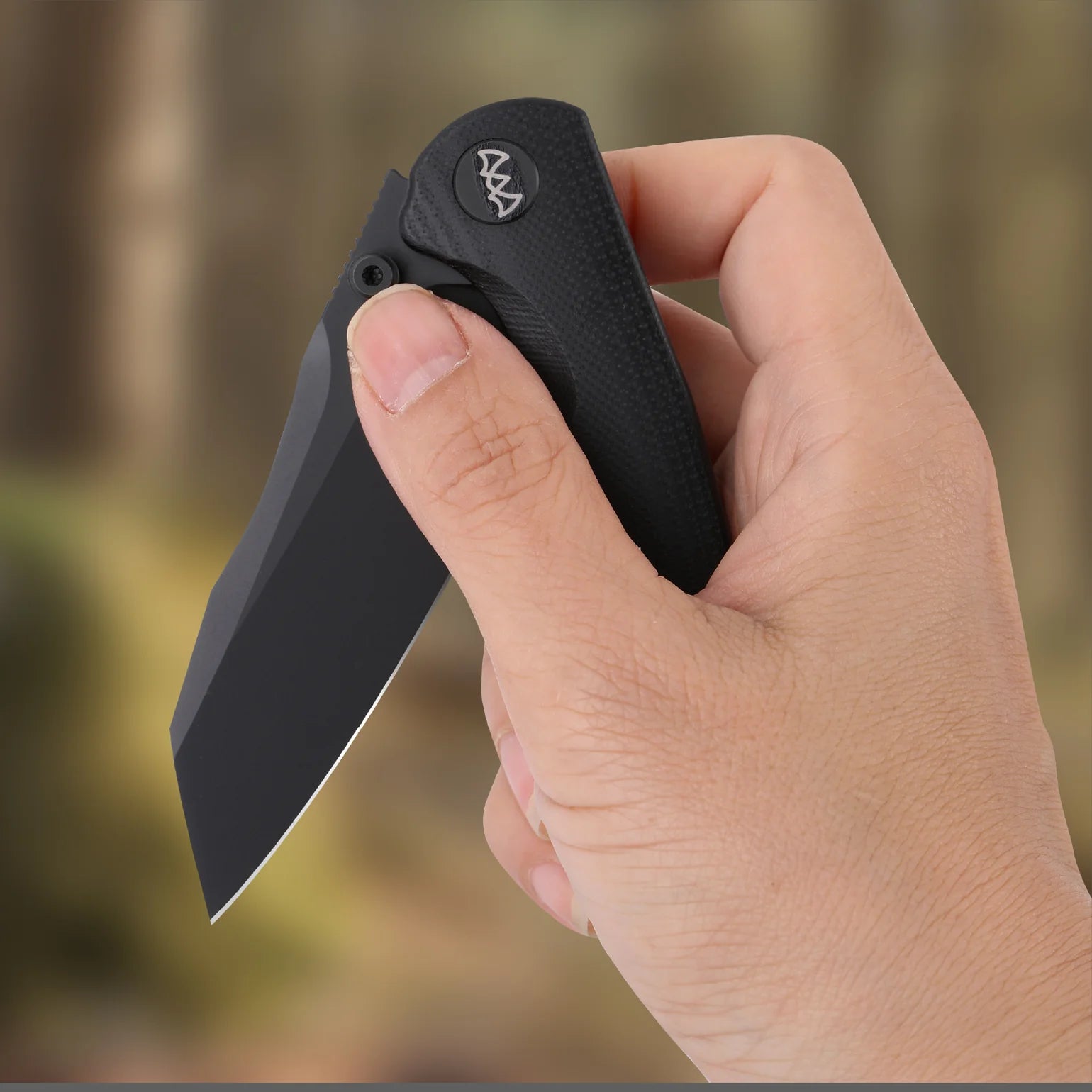 Wixco Axor WX15-A - 3.35" 14C28N Black PVD Blade, Black G10 Handle